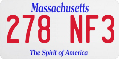 MA license plate 278NF3