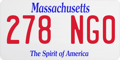 MA license plate 278NG0