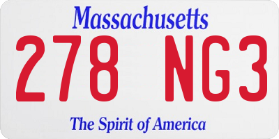 MA license plate 278NG3
