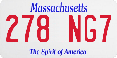 MA license plate 278NG7