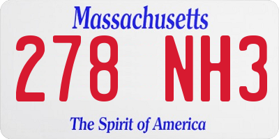 MA license plate 278NH3