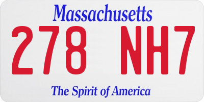 MA license plate 278NH7