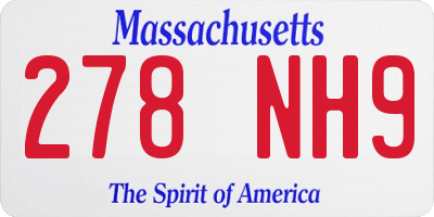 MA license plate 278NH9