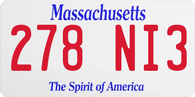 MA license plate 278NI3