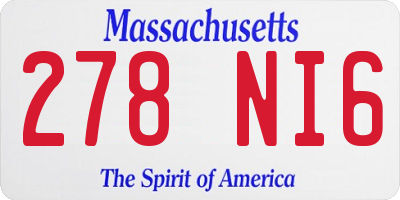 MA license plate 278NI6