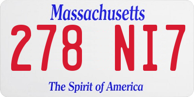 MA license plate 278NI7