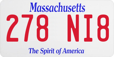 MA license plate 278NI8
