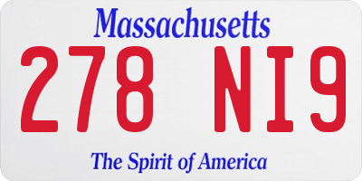 MA license plate 278NI9