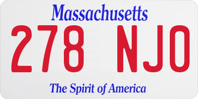 MA license plate 278NJ0