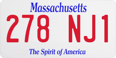 MA license plate 278NJ1
