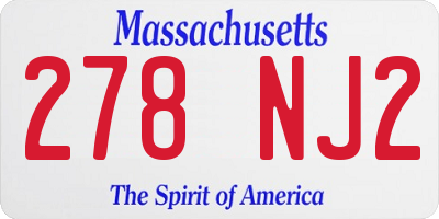 MA license plate 278NJ2