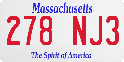 MA license plate 278NJ3