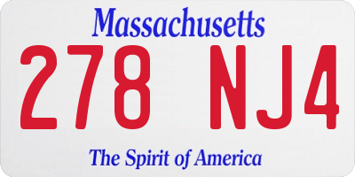 MA license plate 278NJ4