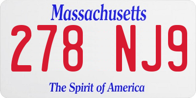 MA license plate 278NJ9