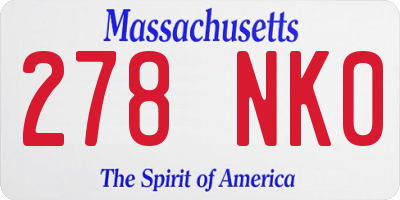 MA license plate 278NK0