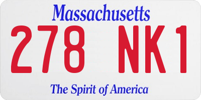 MA license plate 278NK1