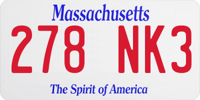 MA license plate 278NK3