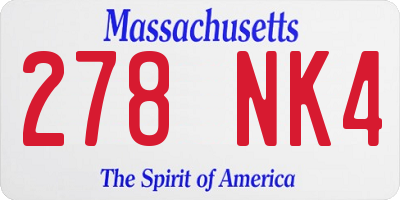 MA license plate 278NK4