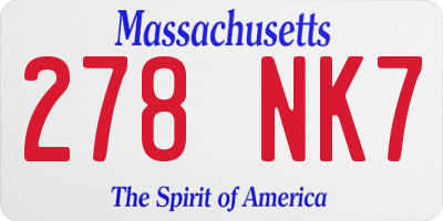 MA license plate 278NK7
