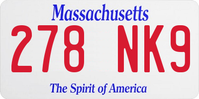 MA license plate 278NK9