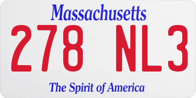 MA license plate 278NL3
