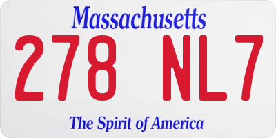 MA license plate 278NL7