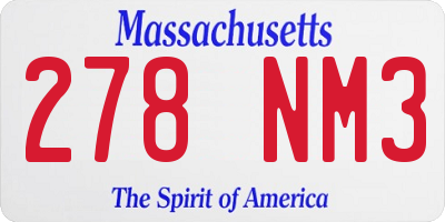 MA license plate 278NM3