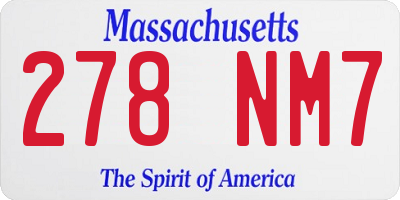 MA license plate 278NM7