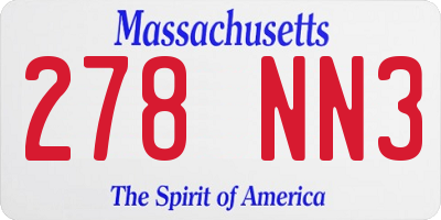 MA license plate 278NN3