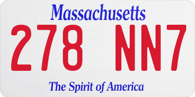 MA license plate 278NN7