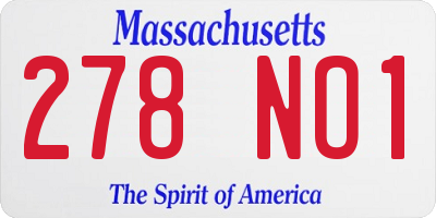 MA license plate 278NO1
