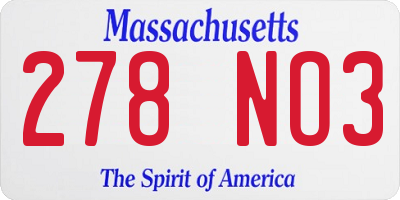 MA license plate 278NO3