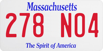 MA license plate 278NO4