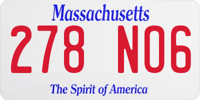 MA license plate 278NO6