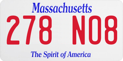 MA license plate 278NO8