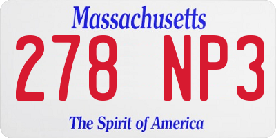 MA license plate 278NP3
