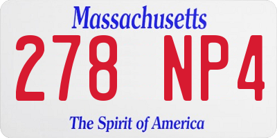MA license plate 278NP4