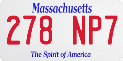 MA license plate 278NP7