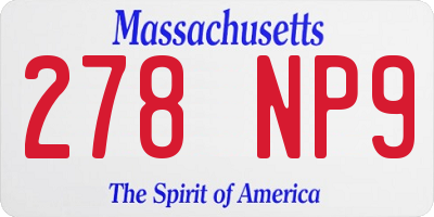 MA license plate 278NP9