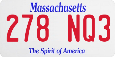 MA license plate 278NQ3