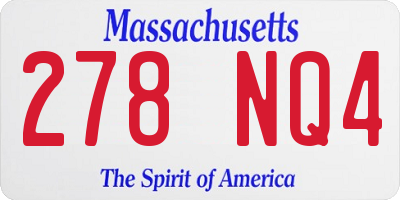 MA license plate 278NQ4