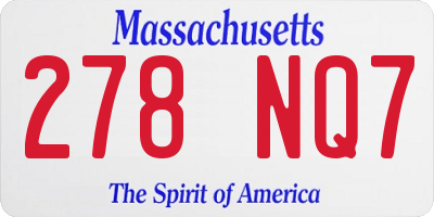 MA license plate 278NQ7