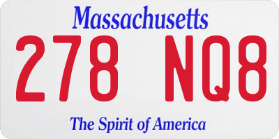 MA license plate 278NQ8