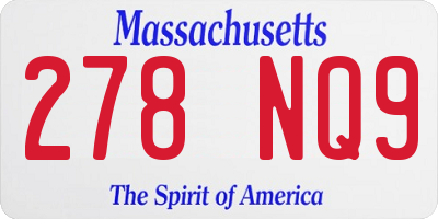 MA license plate 278NQ9