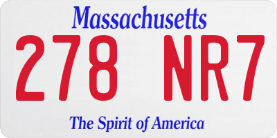 MA license plate 278NR7