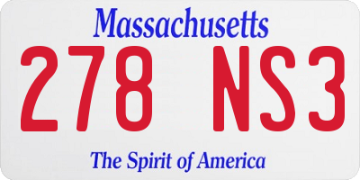 MA license plate 278NS3