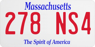 MA license plate 278NS4