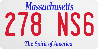MA license plate 278NS6