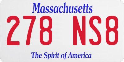 MA license plate 278NS8