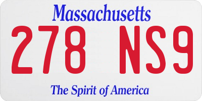 MA license plate 278NS9